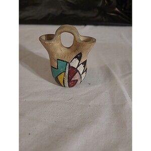 Vintage Native American Pottery Wedding Vase Unsigned 3" Tall